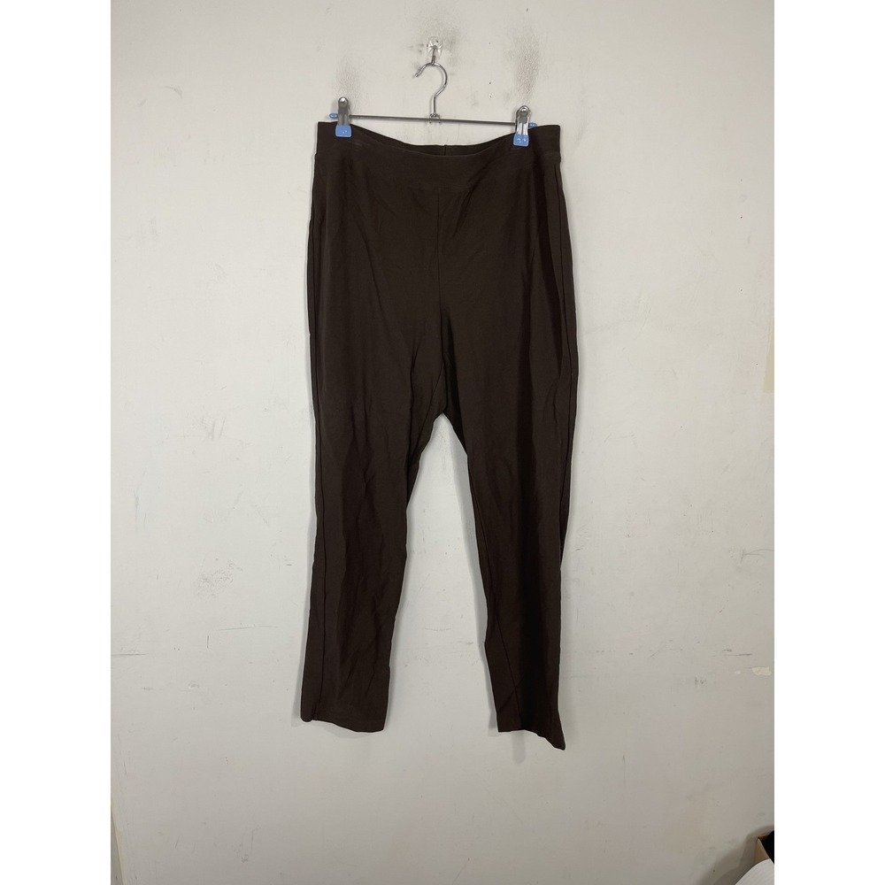 Eileen Fisher Women Pants Medium Chocolate Brown‎ Washable Stretch Crepe Slim